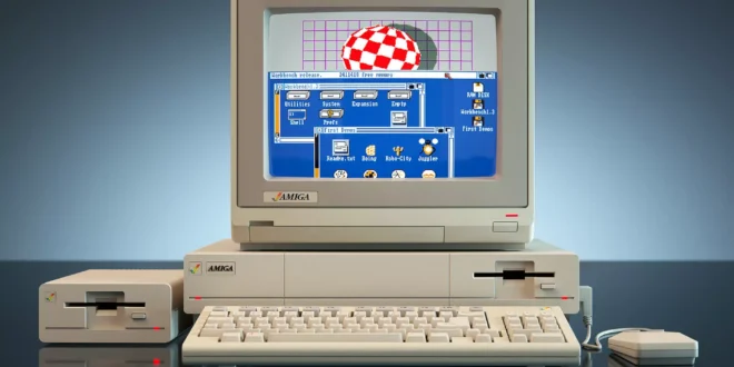 Amiga computer displaying a graphical interface.