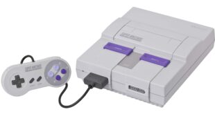 Super Nintendo console with controller.