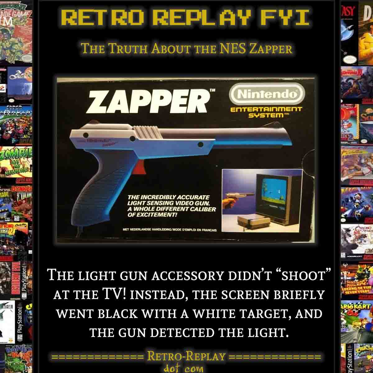 NES Zapper light gun packaging and information.