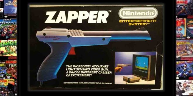 NES Zapper light gun packaging and information.