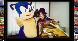 Sonic the Hedgehog with THE KING OF POP and flowers.