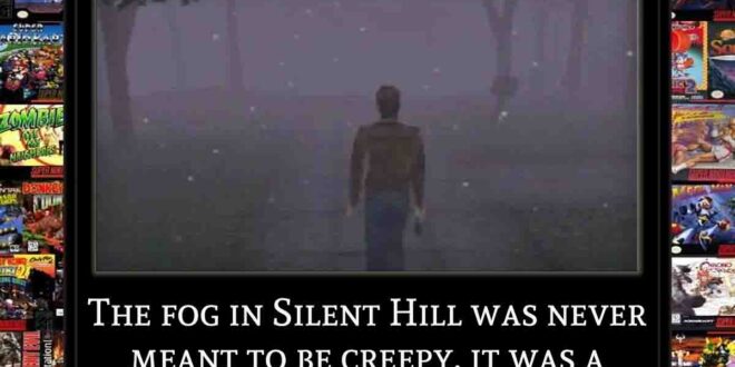 Character walking through fog in Silent Hill.