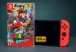 Super Mario Odyssey game and Nintendo Switch console.