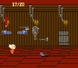 Character navigating a dungeon with obstacles.
