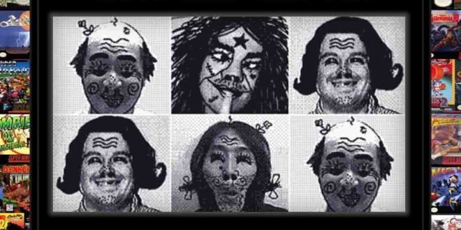 Creepy faces from Game Boy Camera's hidden feature.