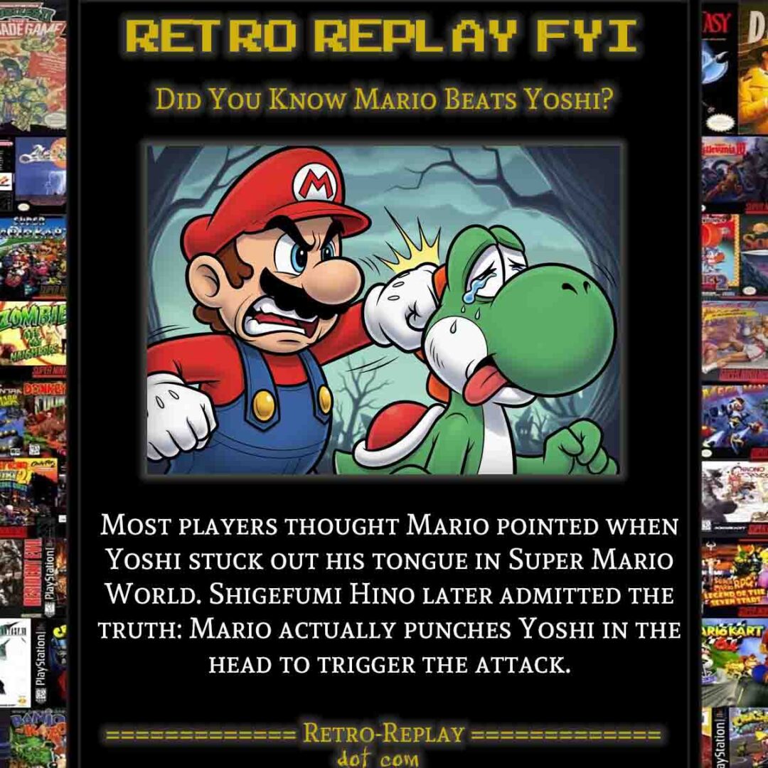 Mario interacting with Yoshi in a game scene.