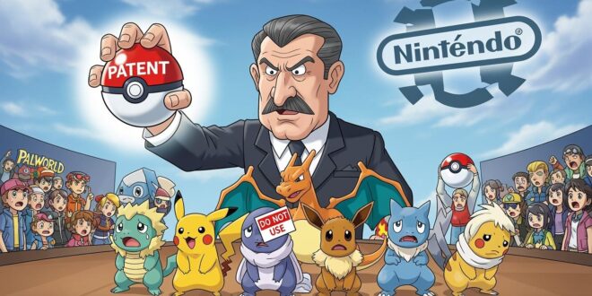 Character holds Pokémon ball, surrounded by Pokémon and crowd.
