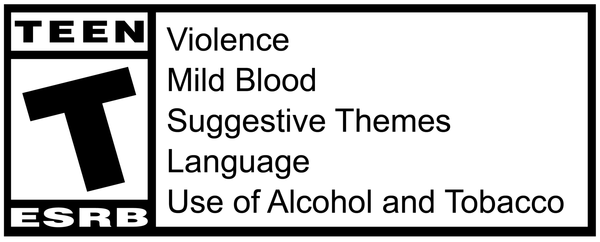 ESRB rating for teen games detailing content warnings.