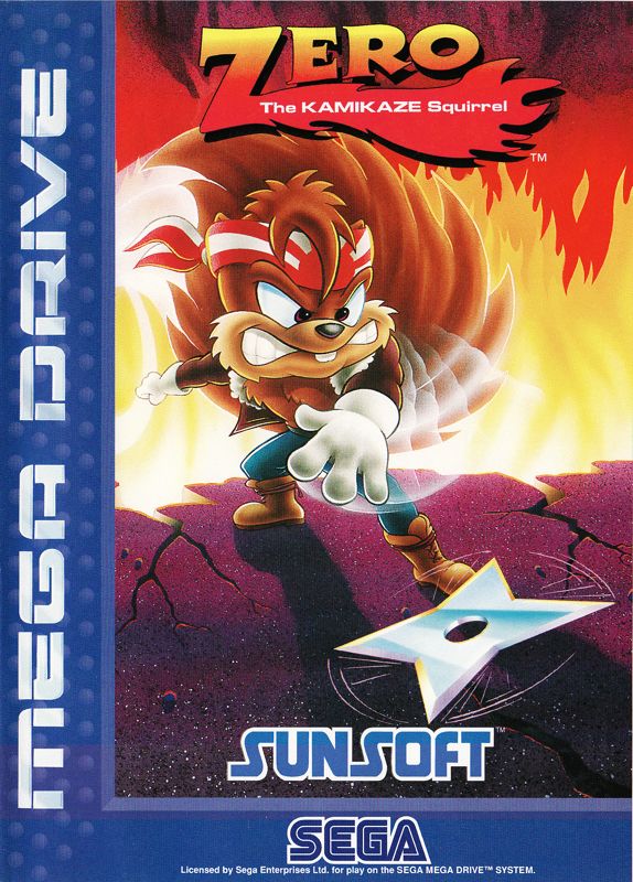 Genesis cover art for Zero the Kamikaze Squirrel featuring Zero in an action pose