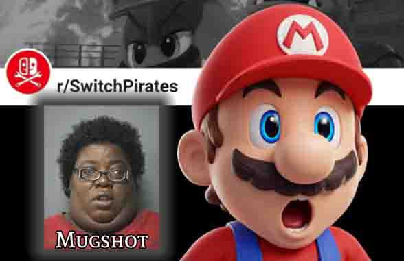 Collage of Mario character and mugshot