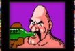 Angry character drinking from a green bottle.