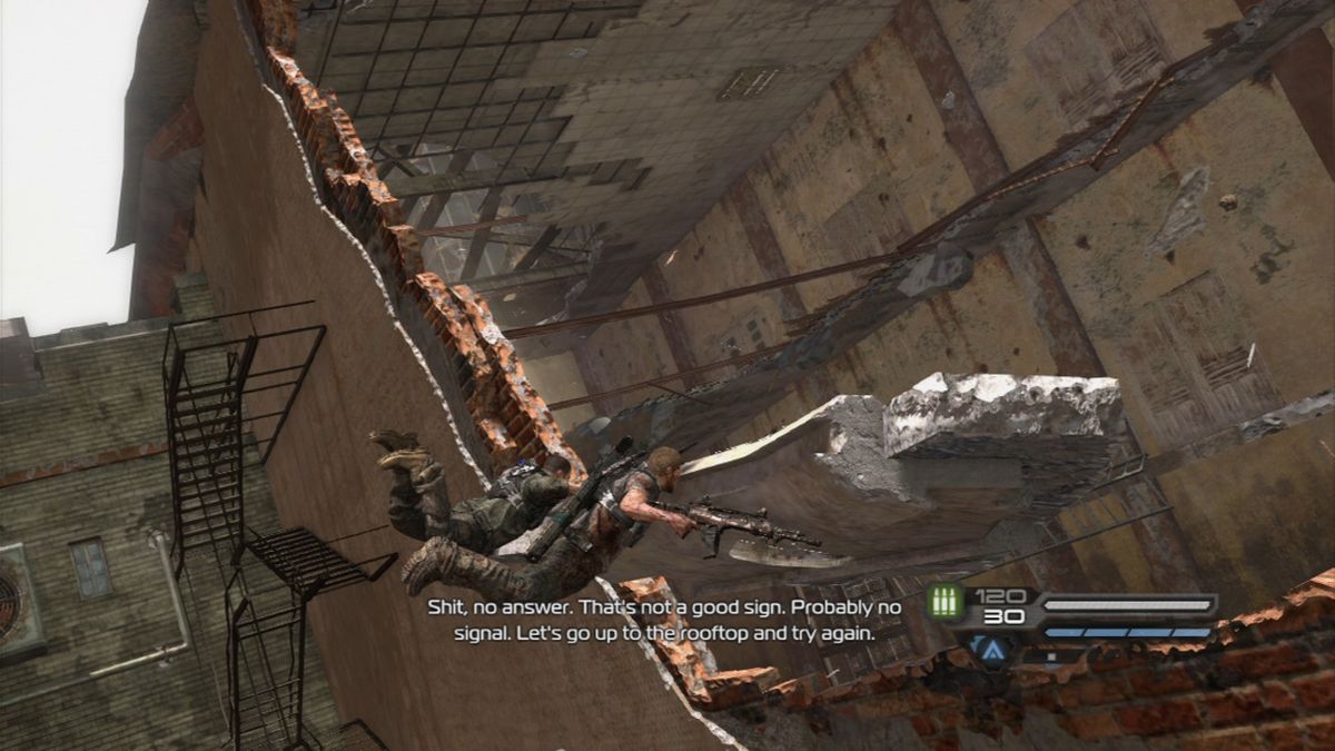 Inversion gameplay in a zero-gravity area on PlayStation 3