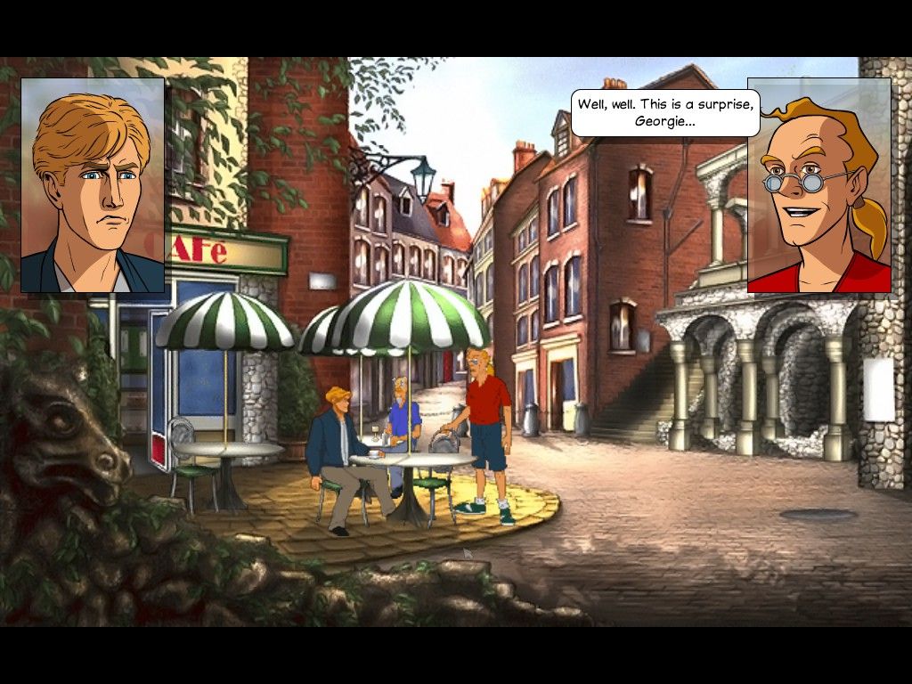 George talking on a sunlit street in The Smoking Mirror Remastered