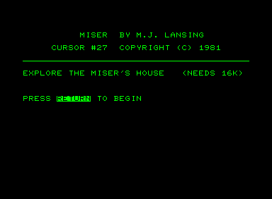The Miser's House