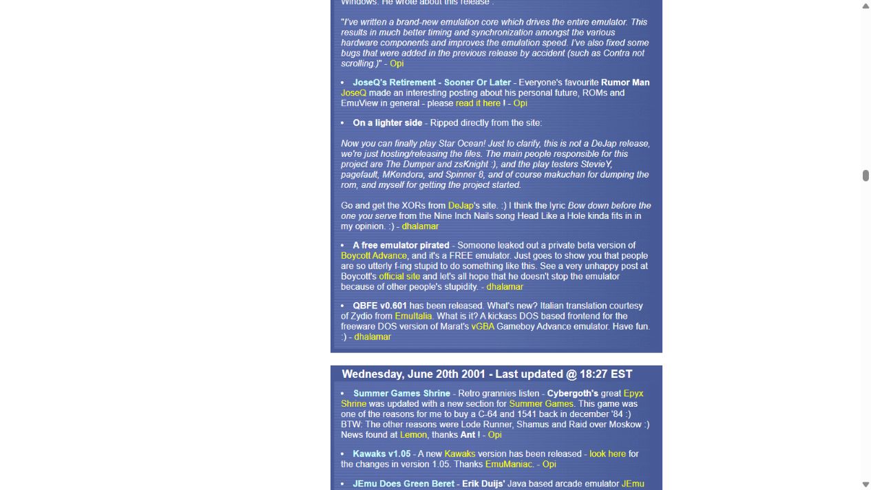 June 2001 Retrogames post criticizing a private Boycott Advance beta leak