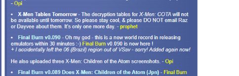 January 2001 Retrogames notice announcing DreamMSX version 0.2f