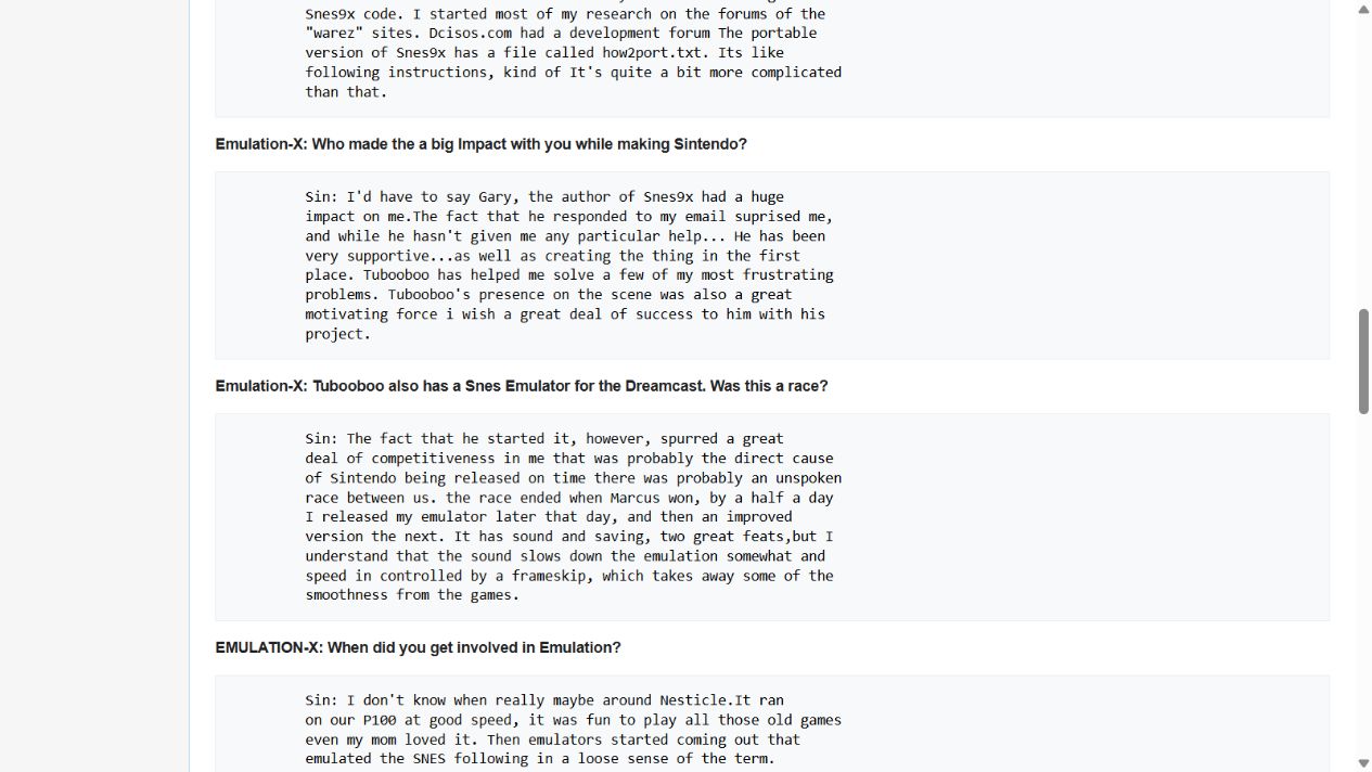 Preserved interview where Sintendo developer Sin recalls the DreamSNES release race