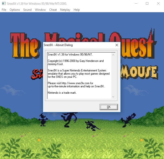 Snes9x version 1.39 About dialog