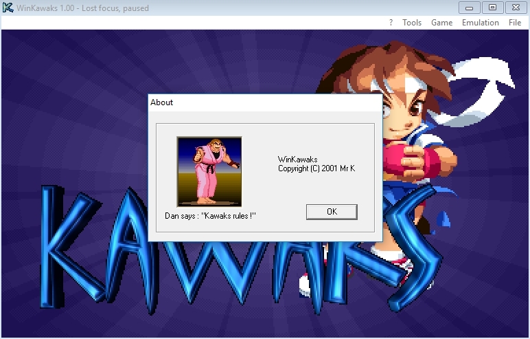 WinKawaks version 1.00 About window and credits