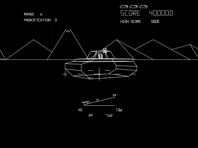Screenshot of the arcade game The Bradley Trainer, which fell into the public domain due to the fact the game was created for the US Federal Government.