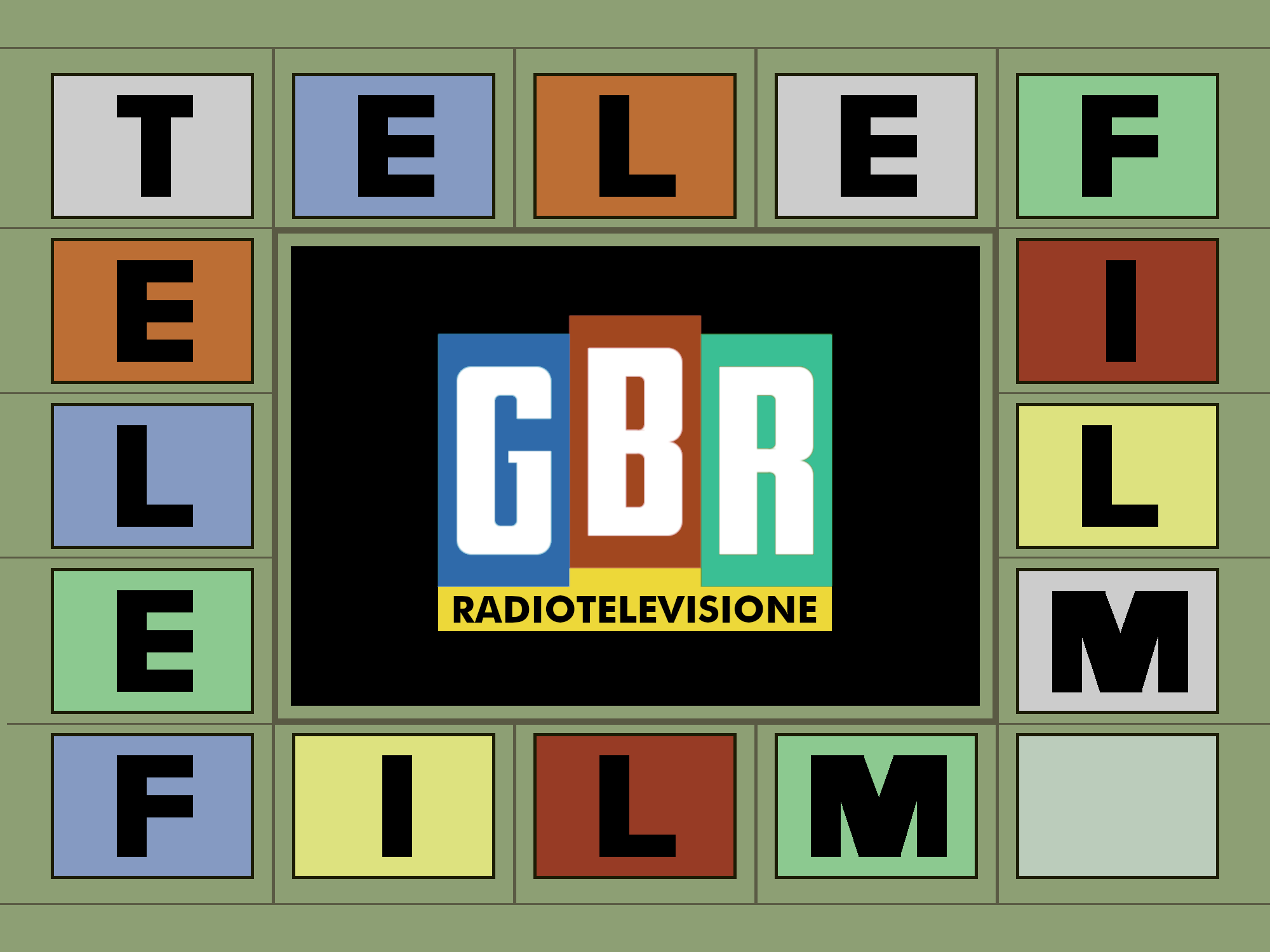 1976 TV bumper of GBR, an Italian private broadcaster active in Rome 1976-1996. Redrawn from an original screenshot of the bumper