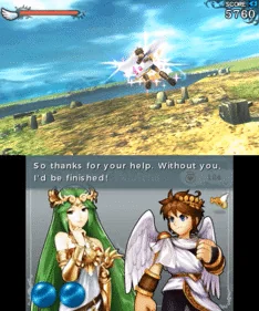 Kid Icarus: Uprising game screen from the Nintendo 3DS version