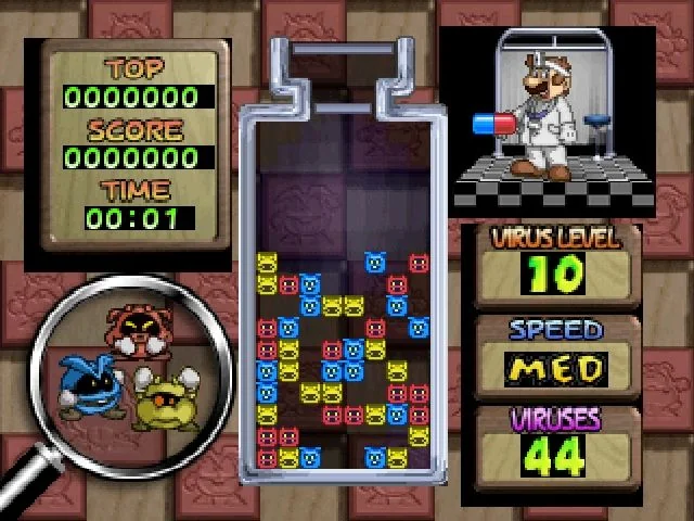 Dr. Mario 64 game screen from the Nintendo 64 version