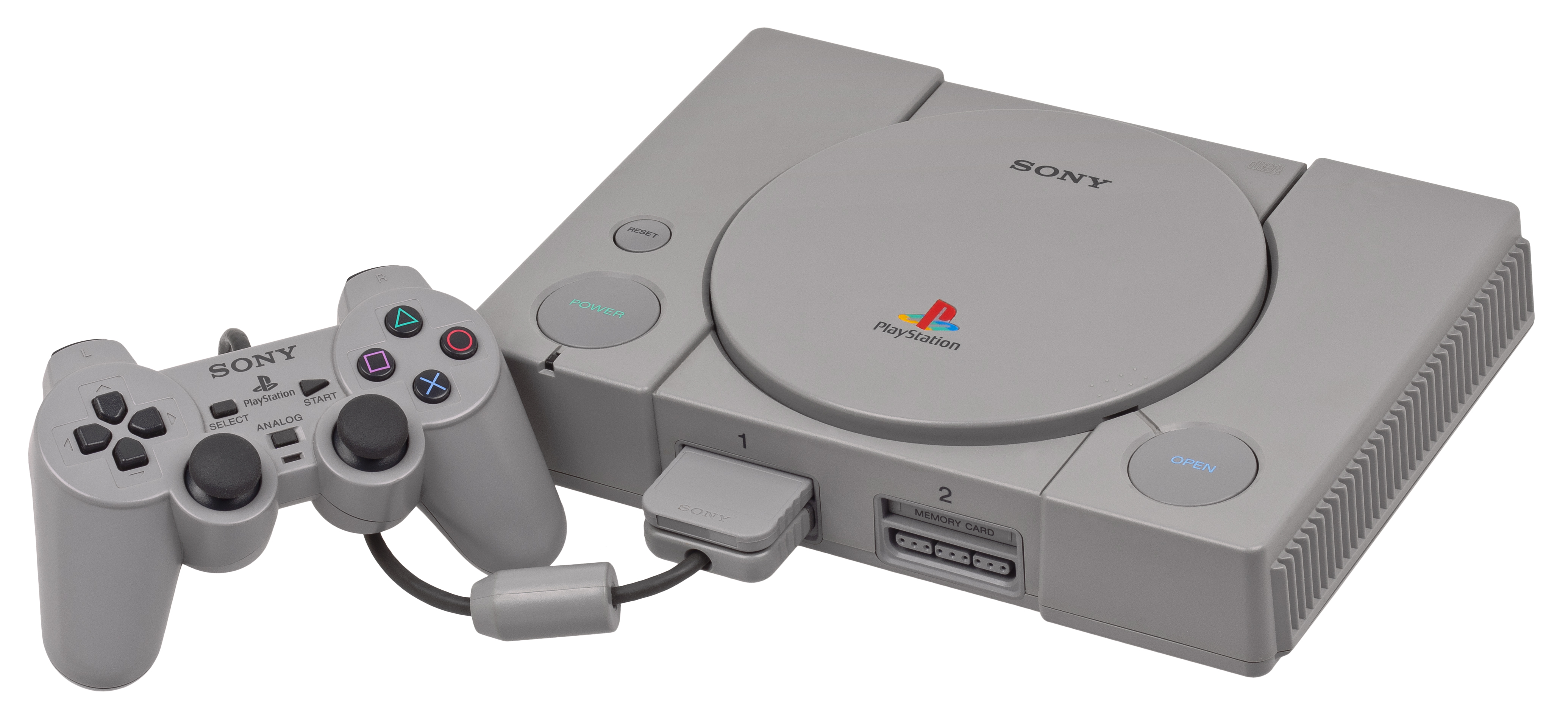 Original Sony PlayStation console and controller, representative image for DuckStation