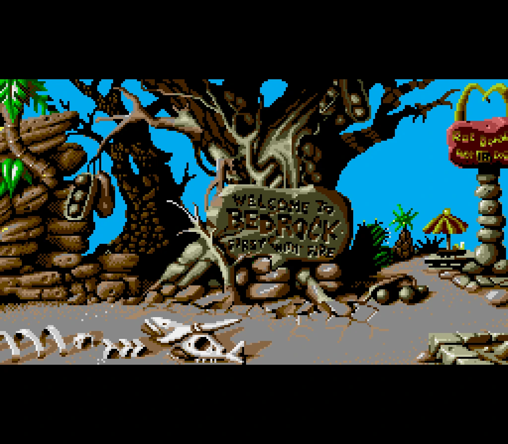 Bedrock scene from The Flintstones Sega Channel build