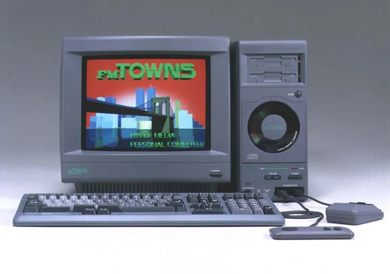 Fujitsu FM TOWNS multimedia computer with monitor, keyboard and controller