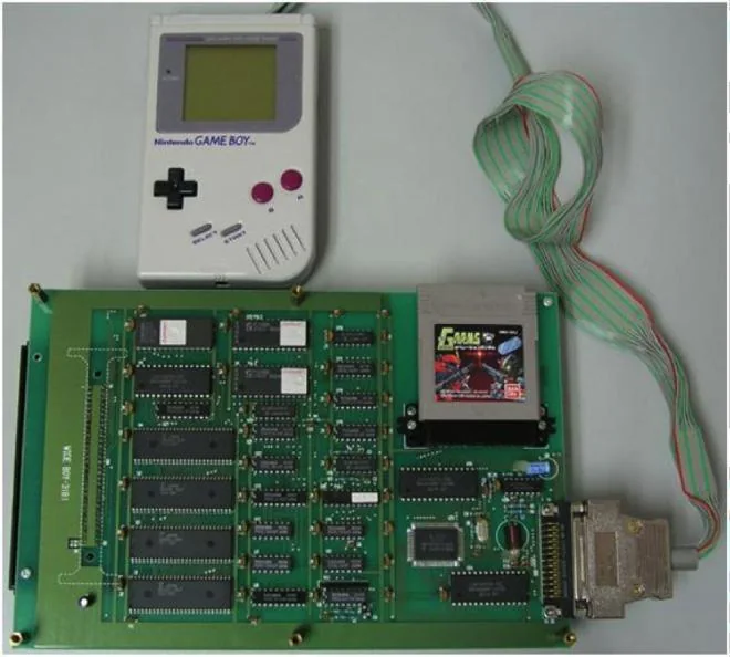 Nintendo Game Boy Wide-Boy development and display hardware with circuit board and handheld