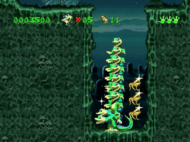 Gameplay screenshot from the Sega Saturn version of Gex