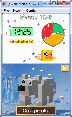A Nintendo DS game in an older desktop build of melonDS