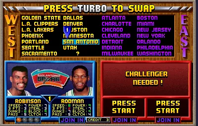 NBA Jam Tournament Edition team select screen