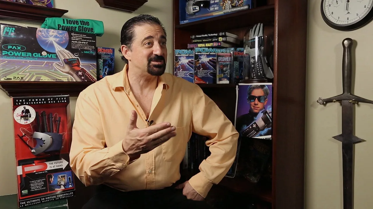 Christopher Gentile seated for an interview in The Power of Glove documentary