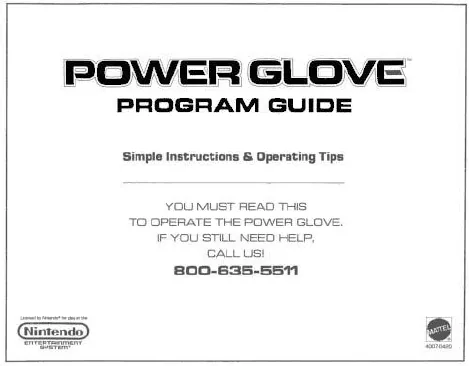 Mattel Power Glove Program Guide cover telling owners they must read it to operate the glove