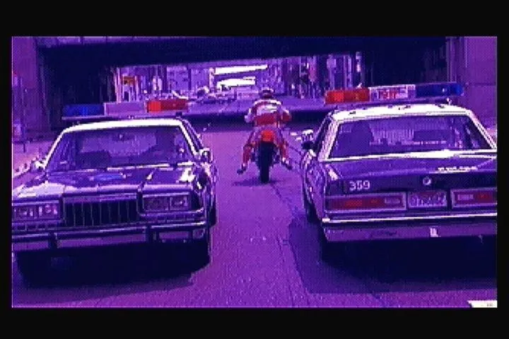 Live-action police chase sequence from Road Rash on 3DO