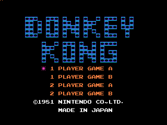 Donkey Kong title screen attributed to LandyNES