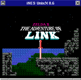 Zelda II title screen in iNES Unix X 0.6