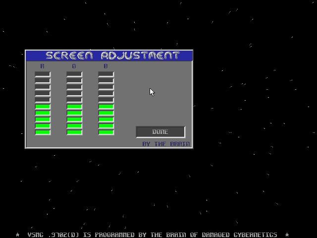 VSMC screen adjustment sliders
