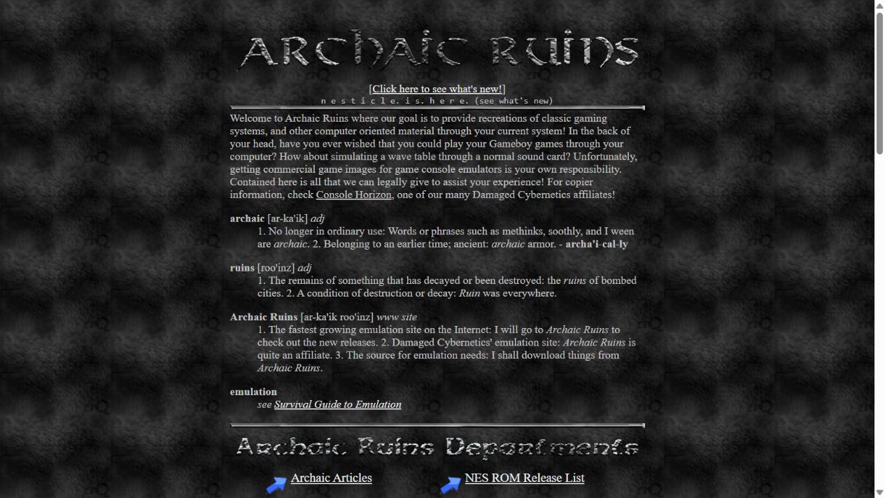 Preserved Damaged Cybernetics era Archaic Ruins landing page