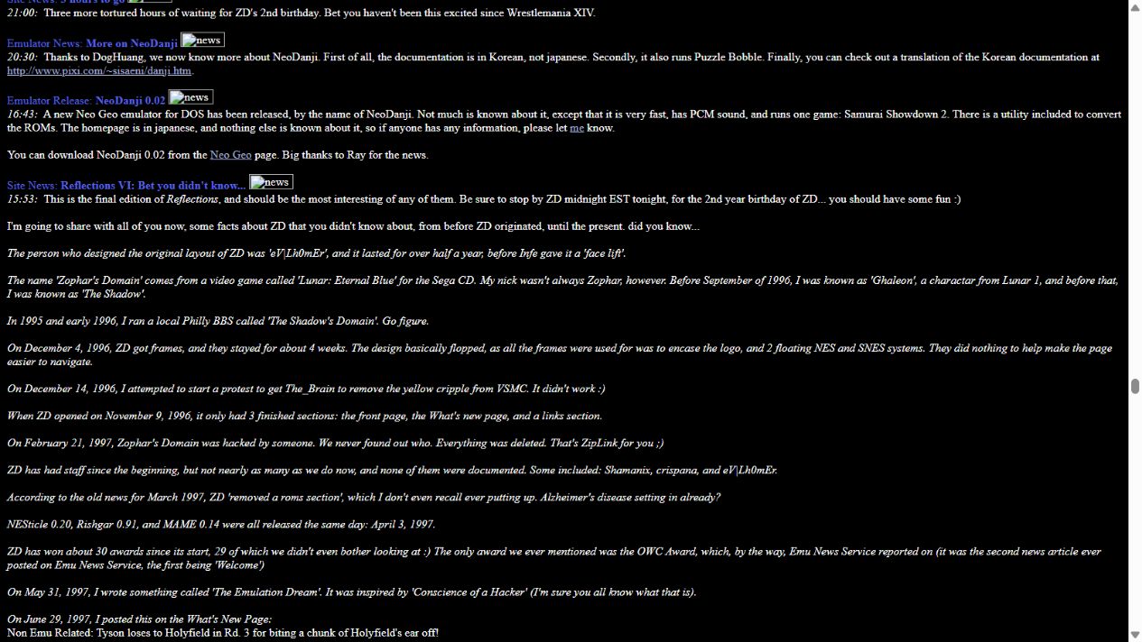 Zophar’s 1998 reflections on the early archive
