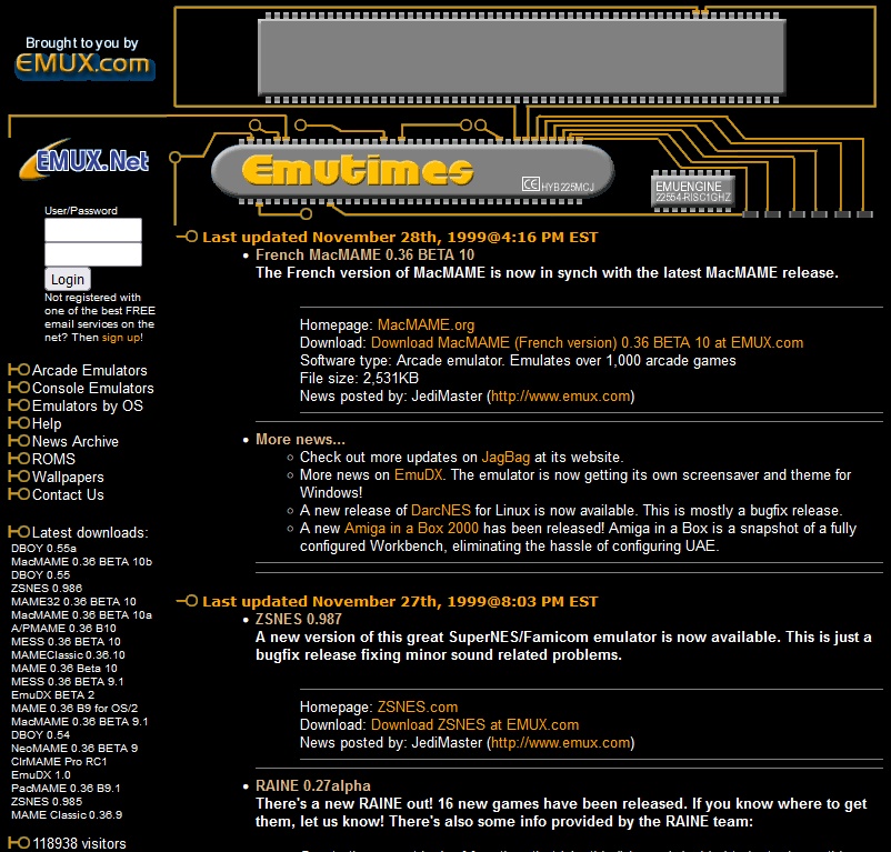 Preserved Emux website capture