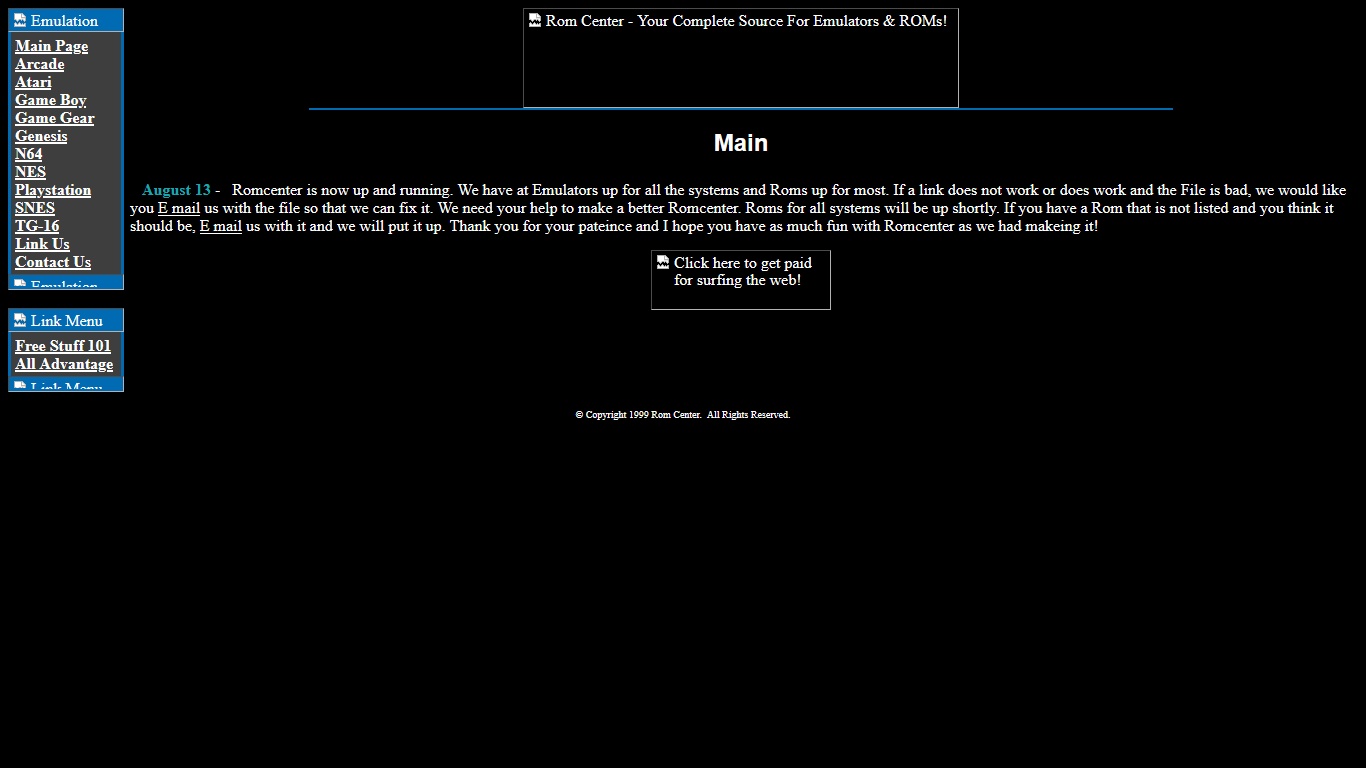Preserved RomCenter image illustrating the ROM-management tool.