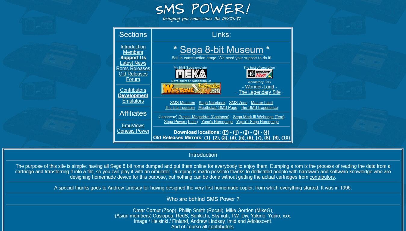 Preserved SMS Power website capture