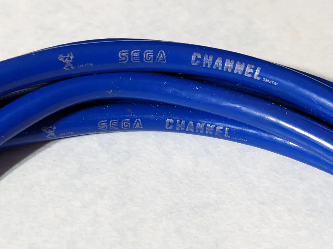 Blue Sega Channel branded coaxial cable