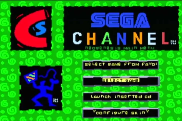 Recovered Sega Channel main menu screen