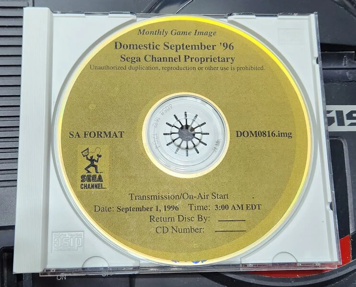 September 1996 Sega Channel monthly game image disc