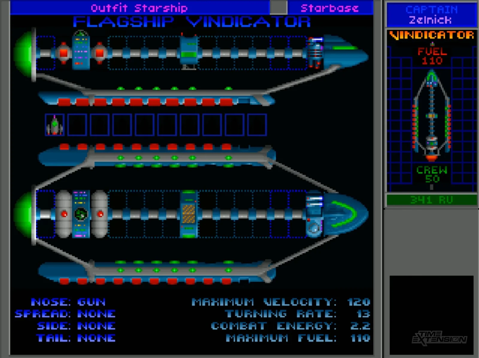 Star Control II starship outfitting screen from the 3DO version