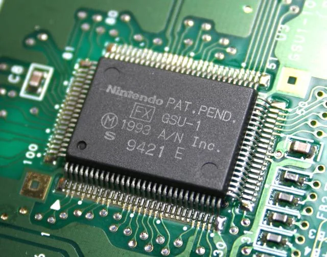 Nintendo GSU-1 Super FX chip on a Super Famicom cartridge circuit board